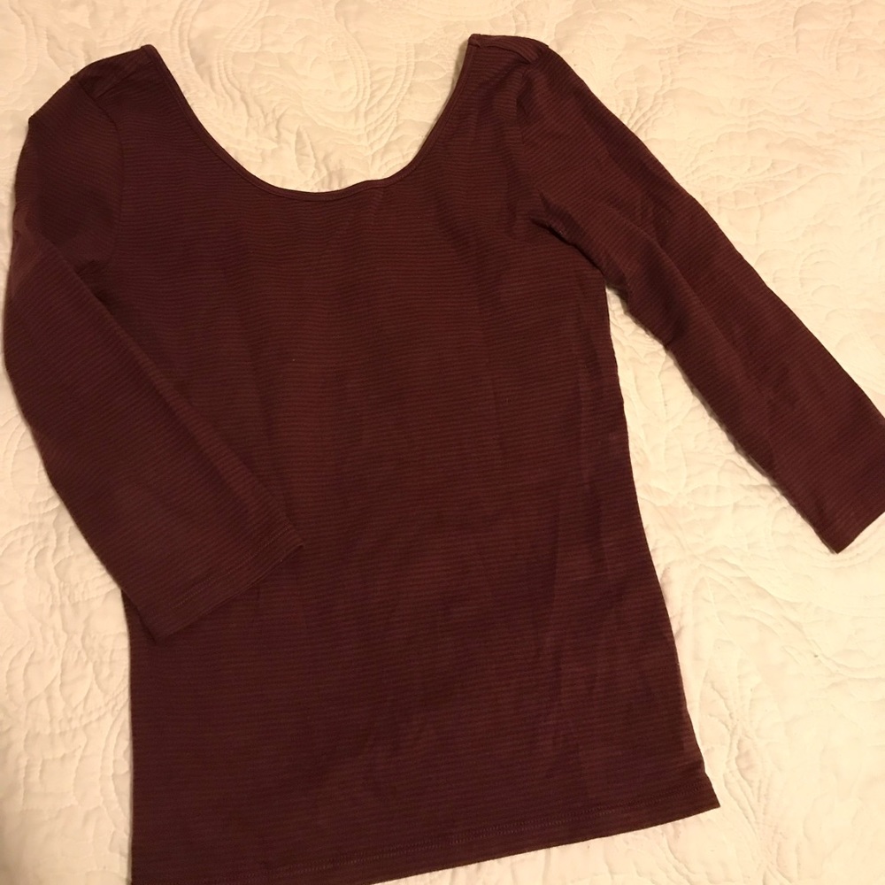 BP. Red striped quarter sleeve top